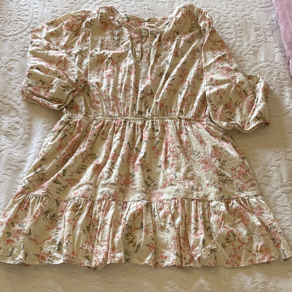 Treasure & Bond Floral Ruffle Dress BNWT Ivory Coral Trail Blooms 3x